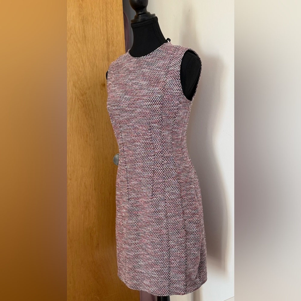 Soft Lined Tweed Dress with Pink and Black Details